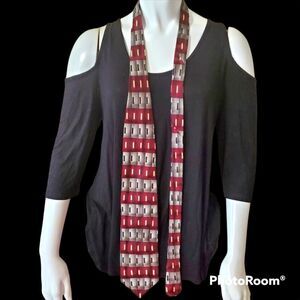 Valerio Garati Red, Gray, Black, & Cream Silk Tie